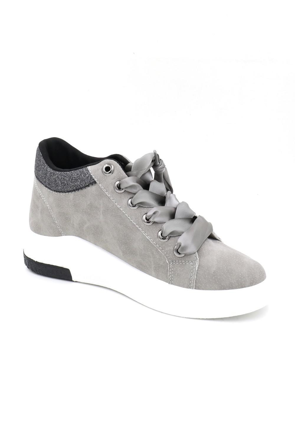 Gray faux leather sneaker