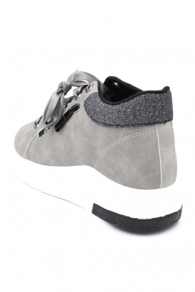 Gray faux leather sneaker