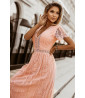 Long pink dress with lace