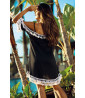 Black beach dress and white embroidery