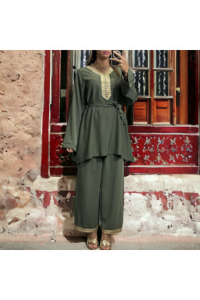 Ivory embroidered tunic with palazzo pants set available only at Pernia's  Pop Up Shop. 2024