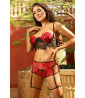 Red and black 4-piece lingerie set