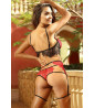 Red and black 4-piece lingerie set