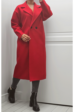 Trench long rouge fluide  - 3