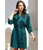 Green satin nightie and jacket with white lace