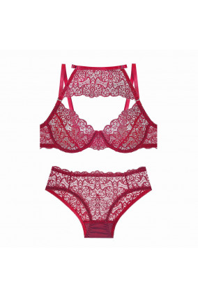 Set lingerie in pizzo rosso 2 pezzi