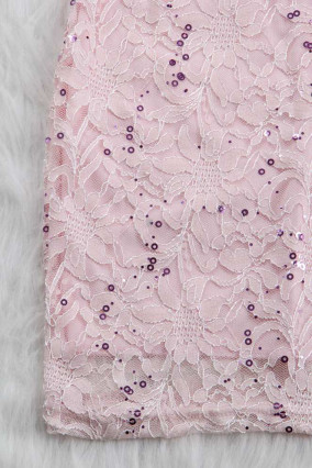 Pink lace dress with V-neckline