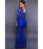 Long blue lace dress