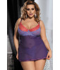 Plus size nightie and thong set in transparent veil