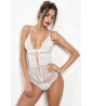 White tanga bodysuit in veil and lace