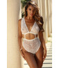 White lace thong bodysuit with cutouts