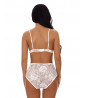White lace bodysuit with floral pattern