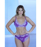 Purple 2-piece set with white embroidery and lace