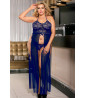 Blue set with long nightie and large size thong