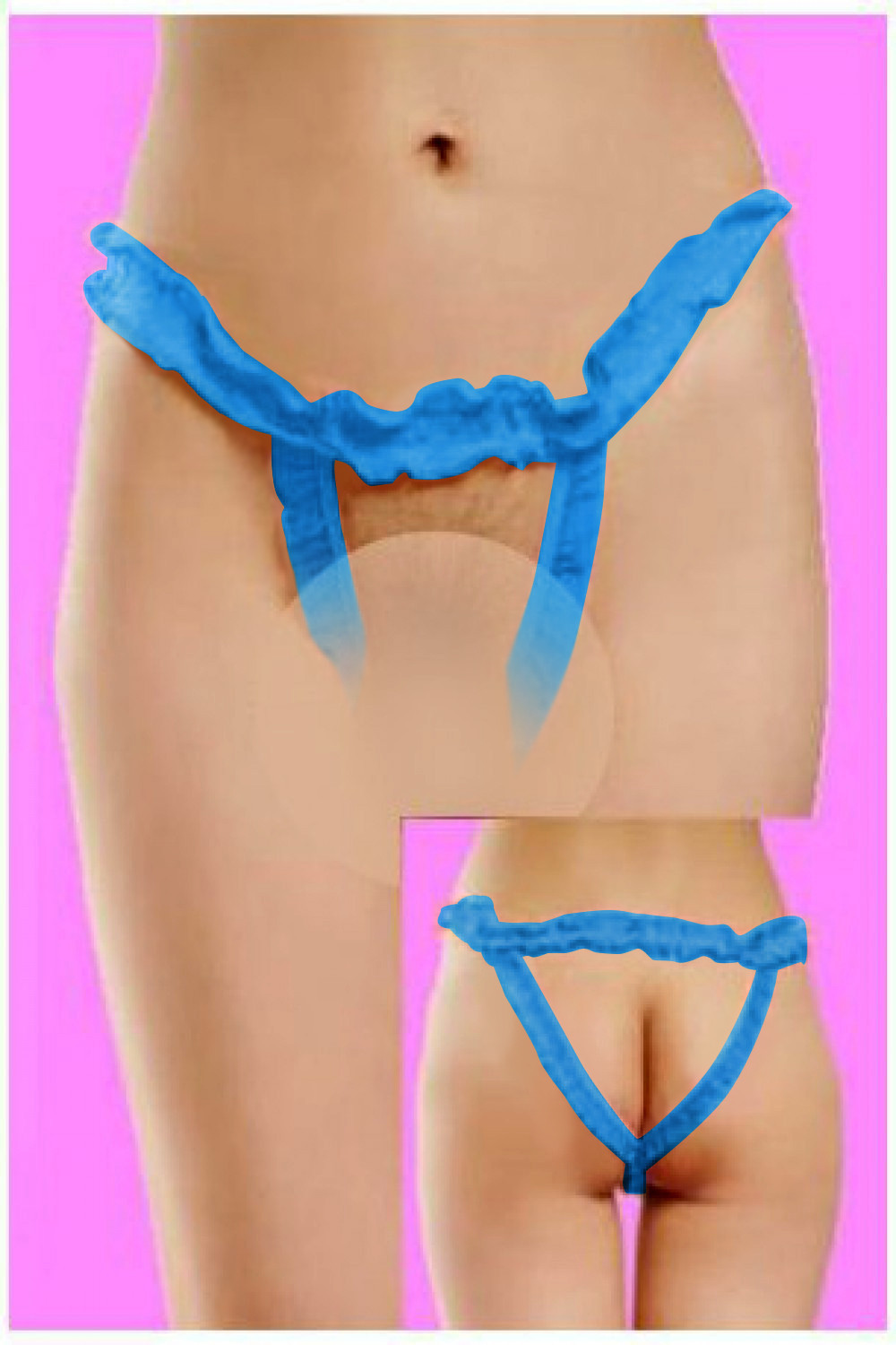 Fully open panties with frilly contours