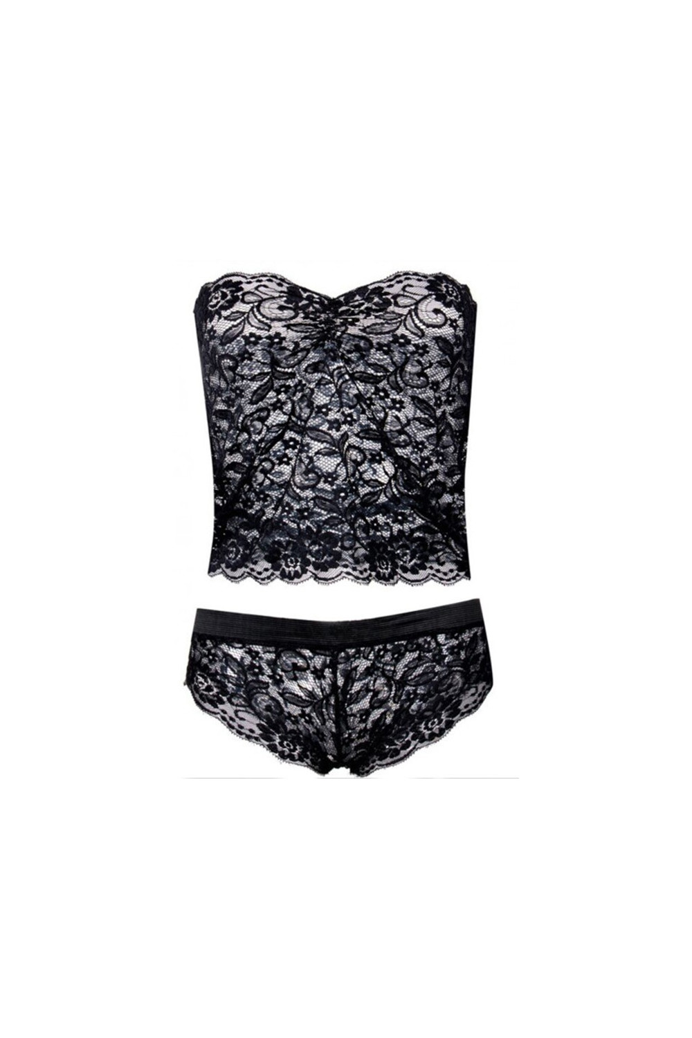 Bustier lingerie set and lace tanga