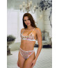 Bra and tanga lingerie in embroidered effect voile