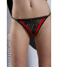 Two-tone thong with embroidered designs