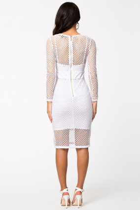 White fishnet effect dress