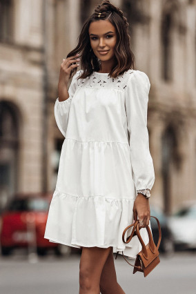 White lace dress with neckline
