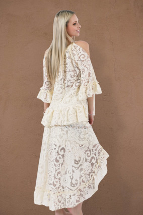 Asymmetrical cream lace skirt