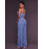Dark blue and white striped jumpsuit