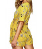 Yellow playsuit with flowers in size S - Women's fashion sales