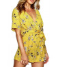 Yellow playsuit with flowers in size S - Women's fashion sales