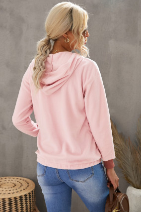 Maglione rosa con cappuccio