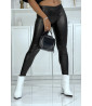 Black low-rise faux leather leggings
