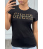 Tee-shirt noir avec écriture dorée - 3