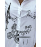 Chemise blanche cintrée avec illustration Paris - 1