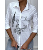 Chemise blanche cintrée avec illustration Paris - 2
