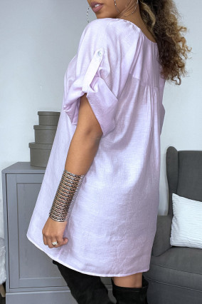 Robe tunique en soie ample satinée violette