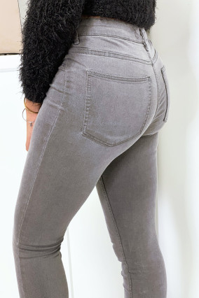 Jeans slim gris avec poches arrière - 7