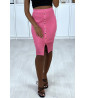 3/4 skirt in fuchsia ribbed knit