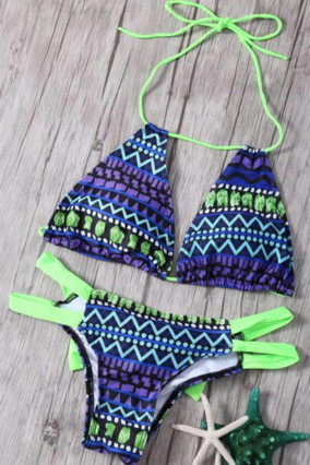 Blue patterned bikini