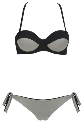 Grey and black 2-piece swimsuit