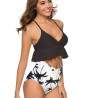 Black and white bikini with high waisted panties