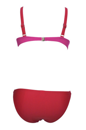 Pink and red 2-piece swimsuit