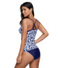 Blue and white floral print tankini