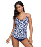 Blue and white floral print tankini