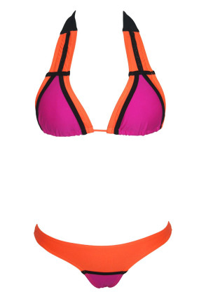 Orange and pink triangle swimsuit
