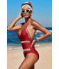 Red and white one-piece swimsuit
