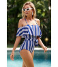 Blue and white one-piece swimsuit