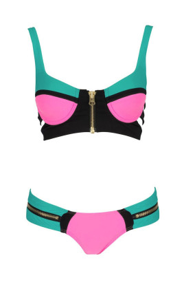Turquoise colored 2-piece swimsuit