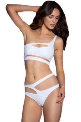 White asymmetrical swimsuit