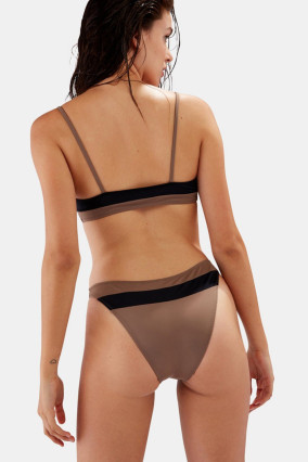 Brown and black 2-piece swimsuit