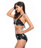 Black 2-piece high-waisted patterned swimsuit