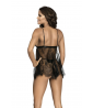 Black voile babydoll with open cups